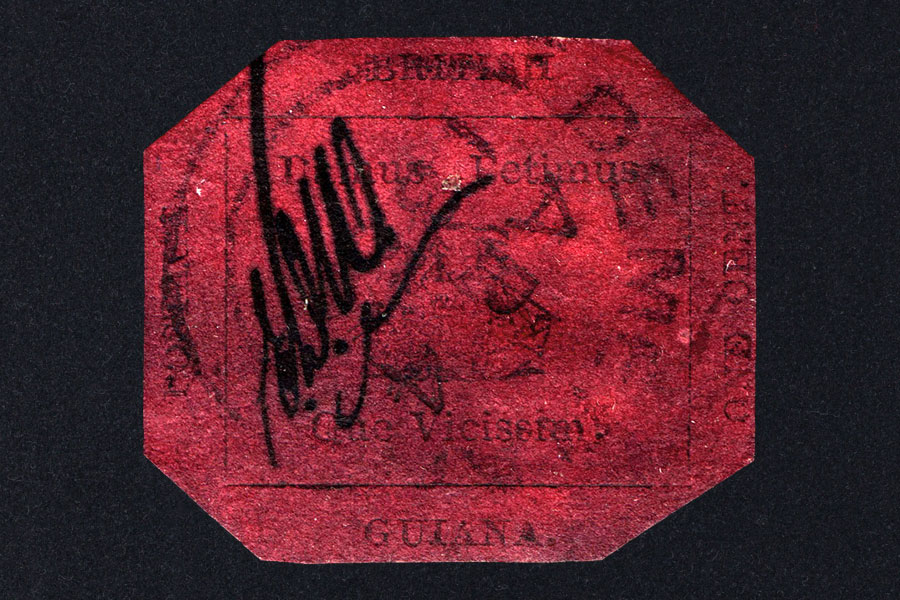 British guiana once cent magenta stamp